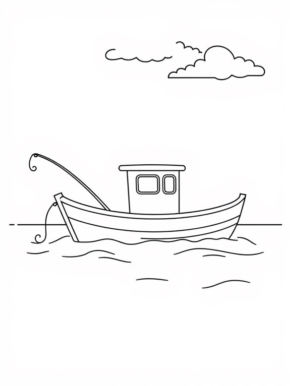 fishing boat coloring page