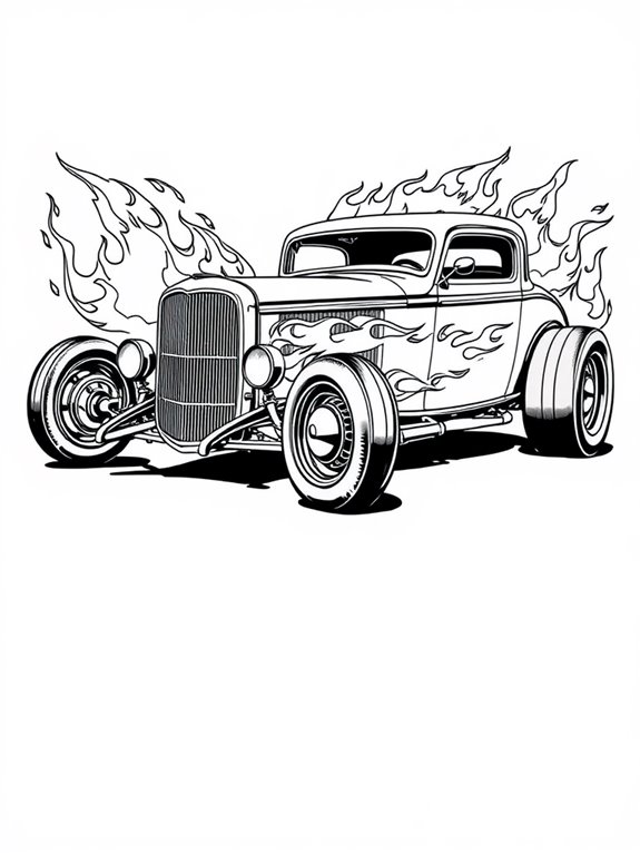 flaming hot rod illustration