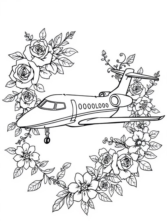 floral private jet illustration