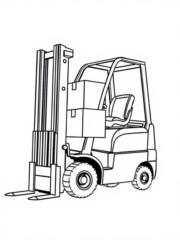 forklift carrying stacked boxes