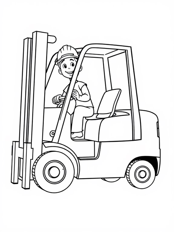 forklift driver coloring page