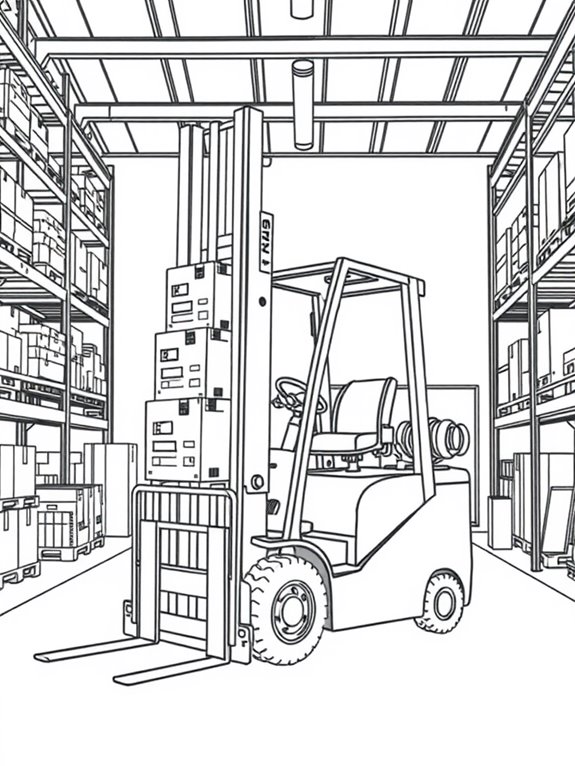 forklift warehouse coloring page