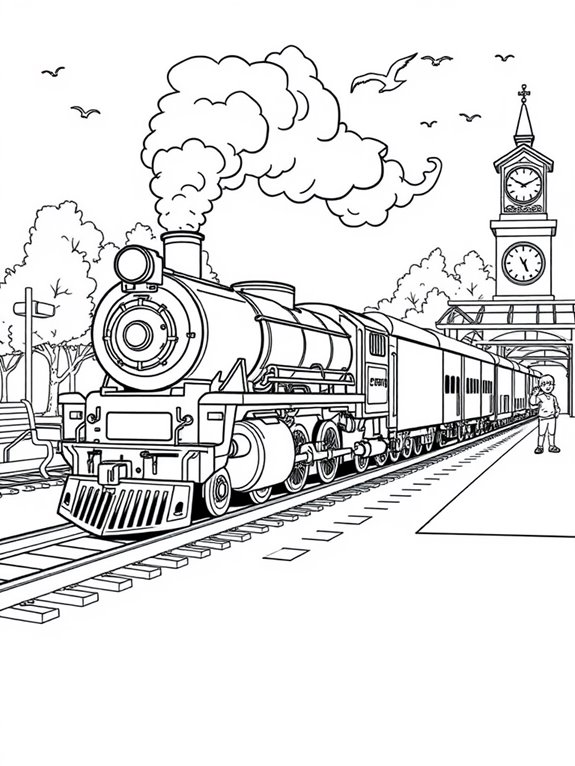 freight train station coloring page