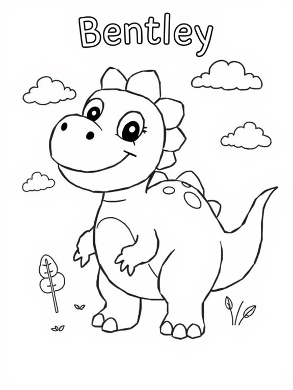 friendly dinosaur coloring page