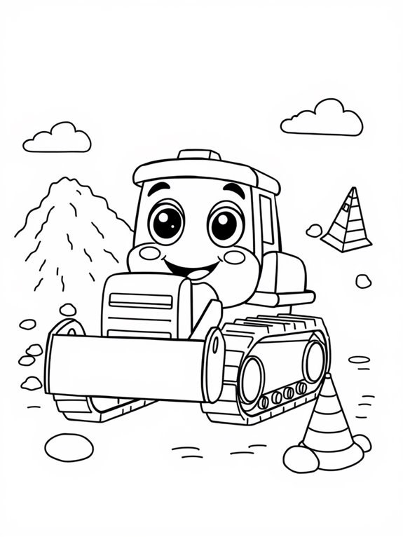 friendly faced bulldozer coloring