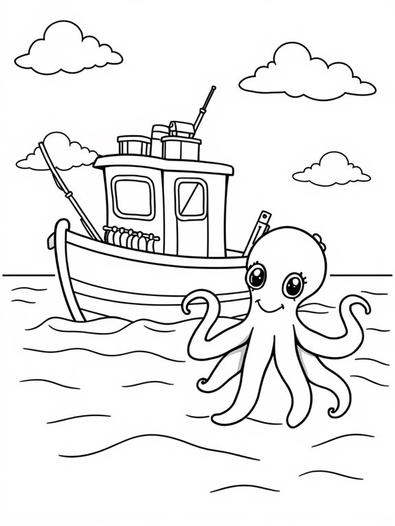 friendly octopus on boat