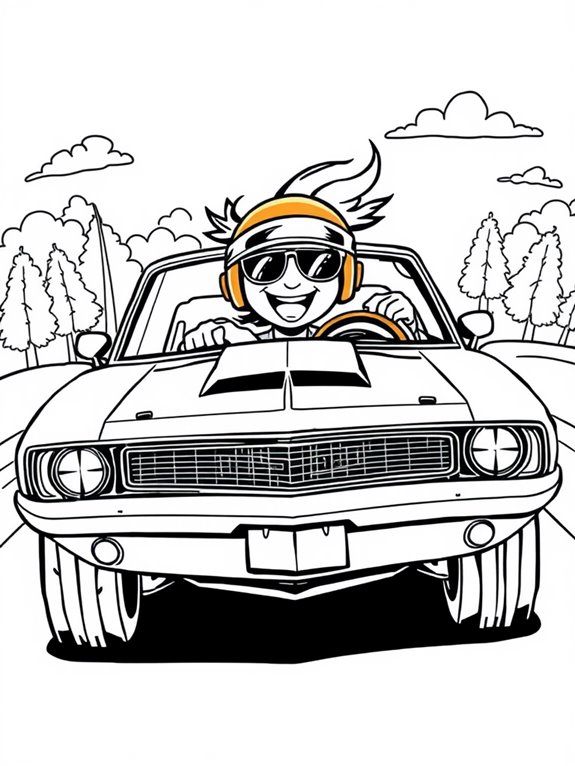 fun character in muscle car