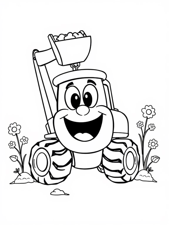 fun excavator coloring page