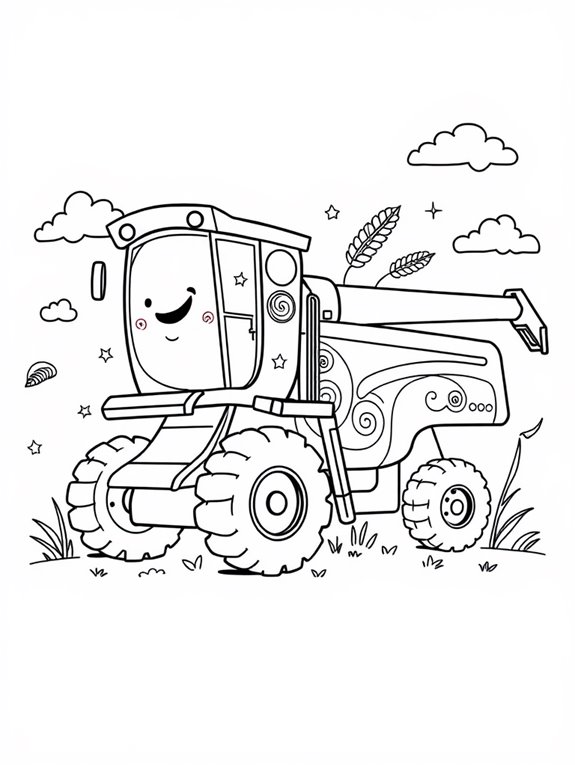 funky harvester coloring page