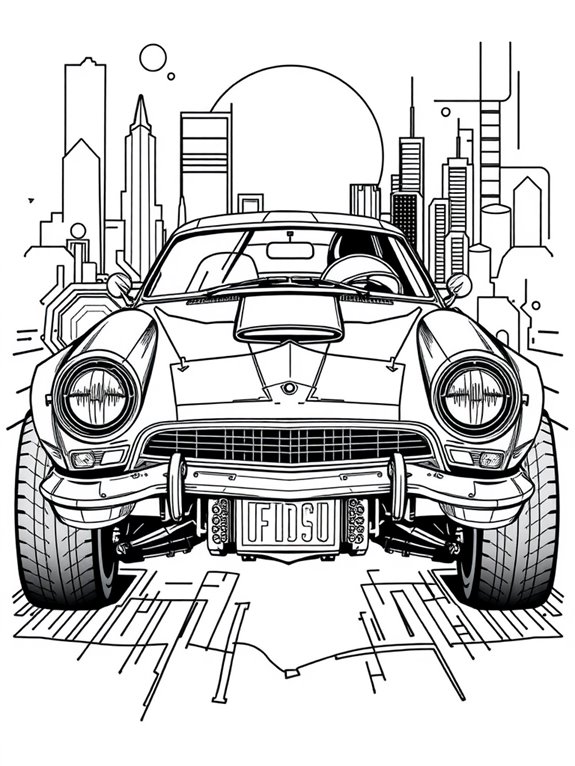 futuristic vehicle coloring page