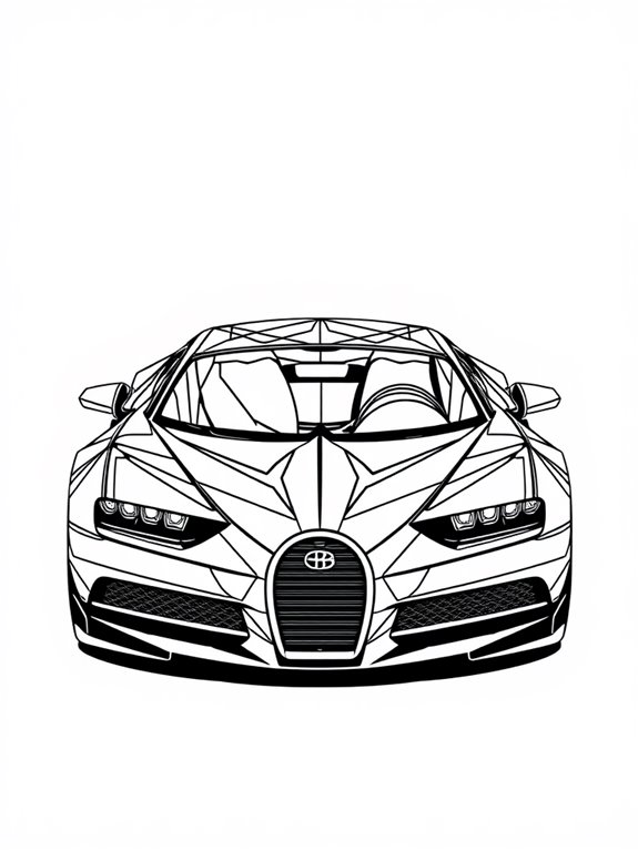 geometric bugatti coloring page