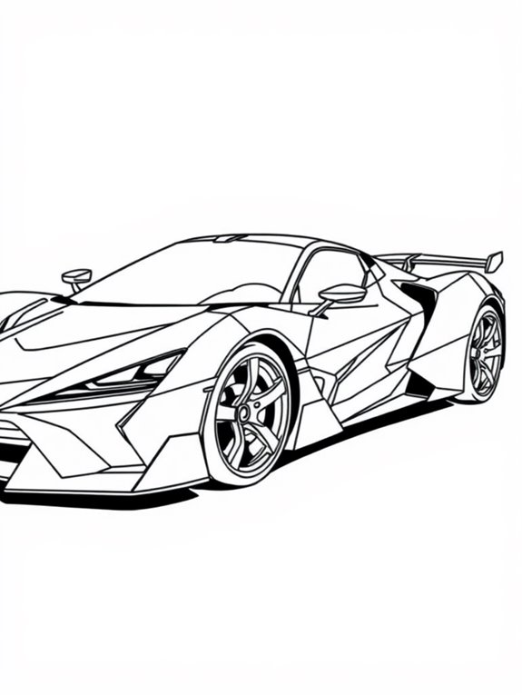 geometric hypercar coloring page