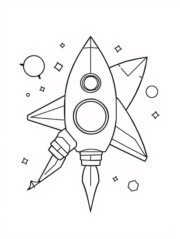 geometric spaceship coloring page