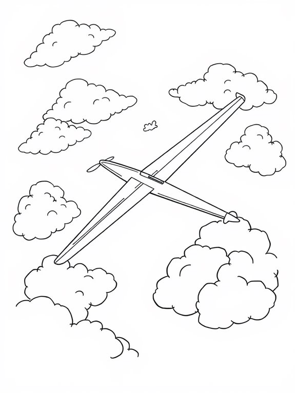 glider plane with clouds