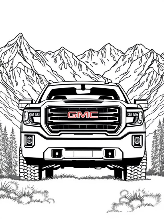 gmc sierra mountain coloring page