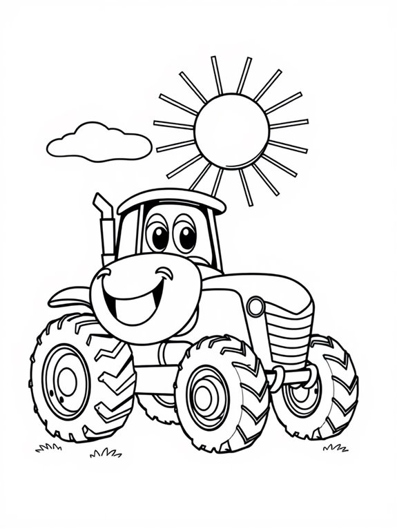 happy tractor under sun