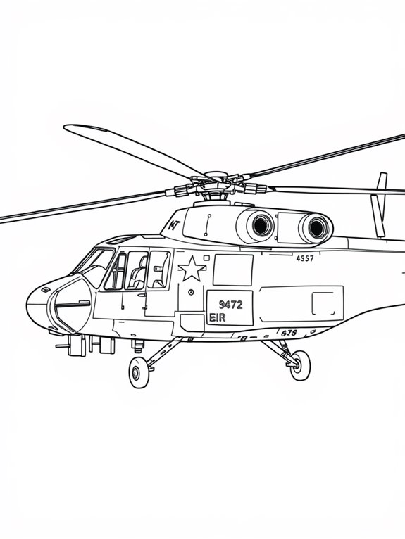 helicopter coloring page design