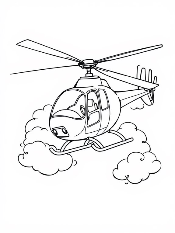 helicopter flying through clouds