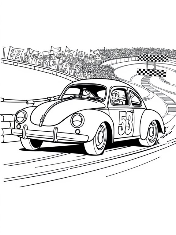 herbie racing scene coloring