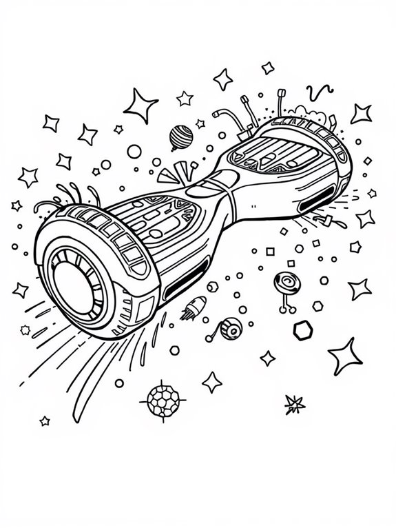 hoverboard coloring page design