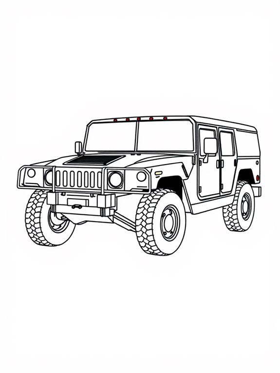 hummer h1 coloring page outline