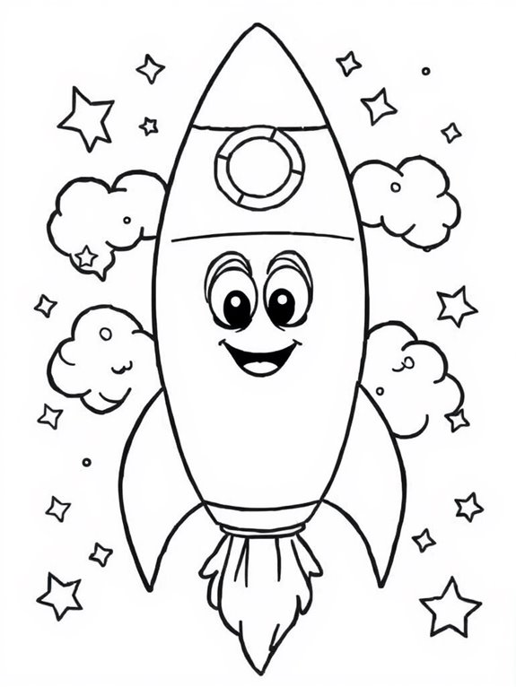 humorous rocket coloring activity