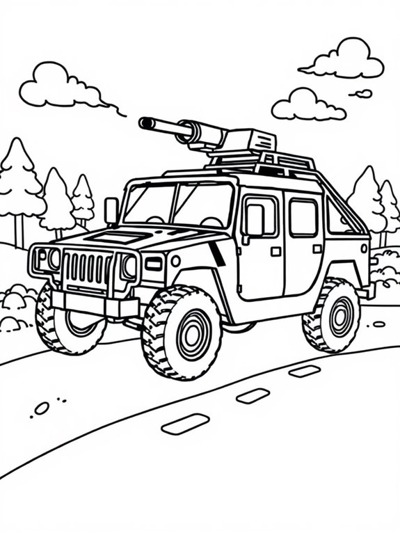 humvee coloring activity page