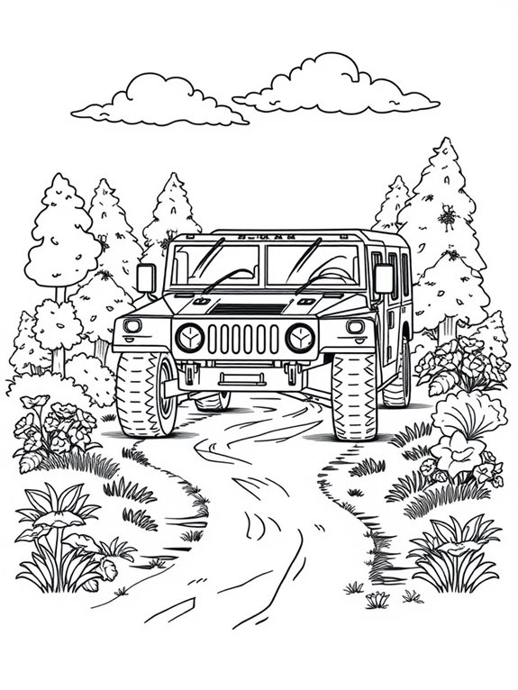 humvee surrounded by nature