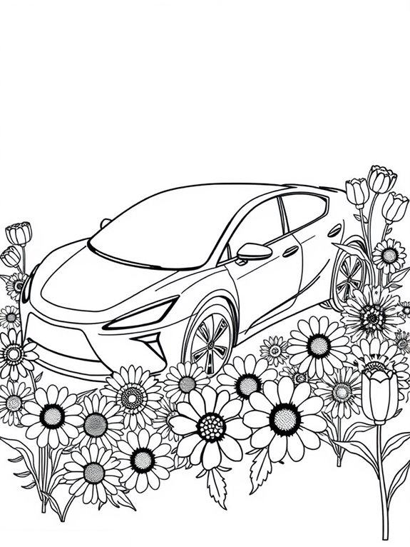 hybrid car with flowers