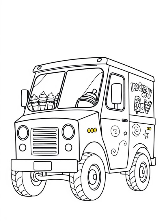 ice cream truck coloring page