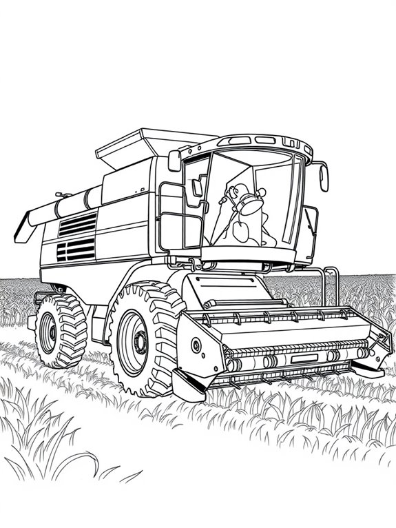 intricate combine harvester illustration