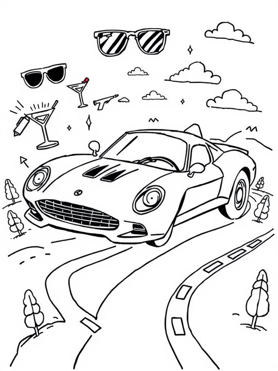 james bond car doodle