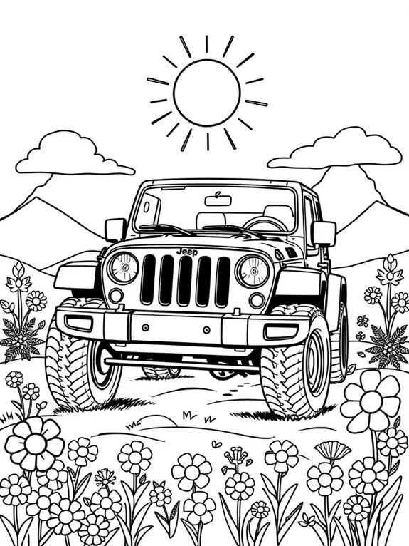 jeep wrangler with flowers