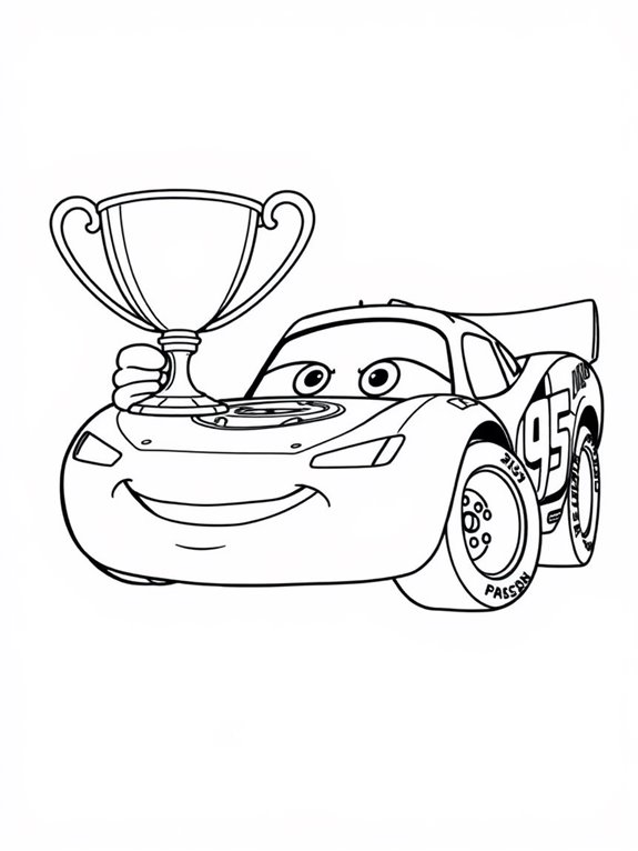 lightning mcqueen trophy coloring page