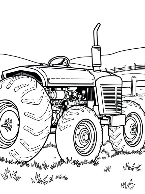 line art tractor illustration