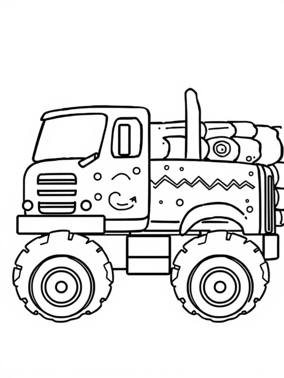 logging truck coloring fun