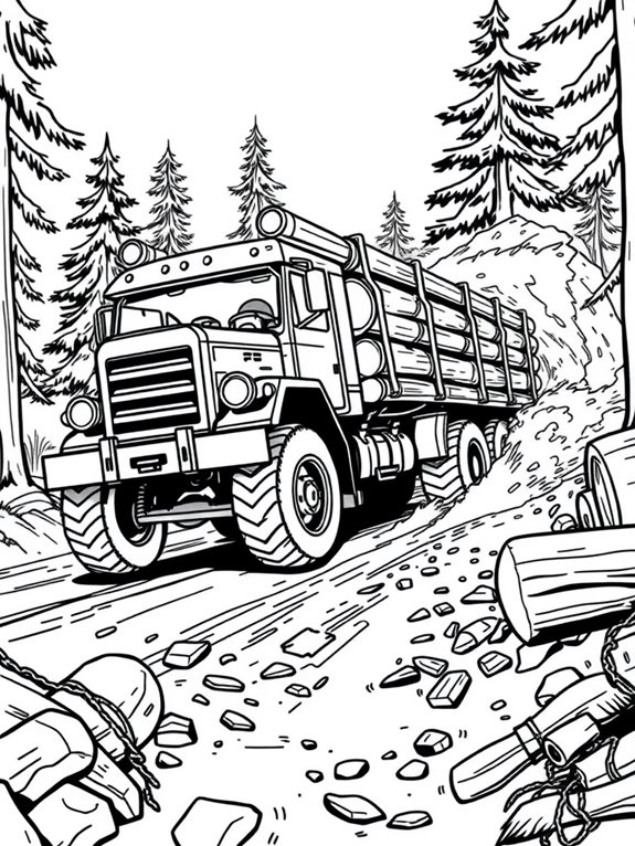 logging truck in action