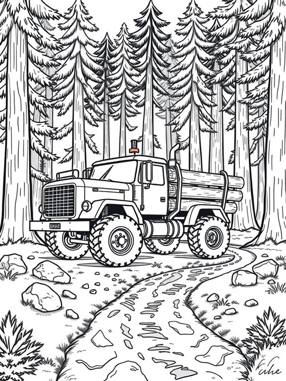 logging truck in forest