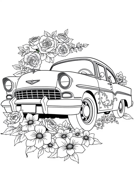 lowrider with floral designs