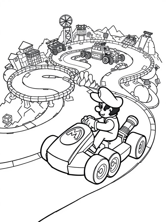 mario kart coloring page