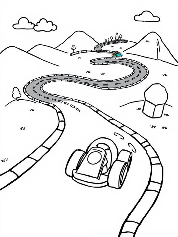 mario kart track coloring page