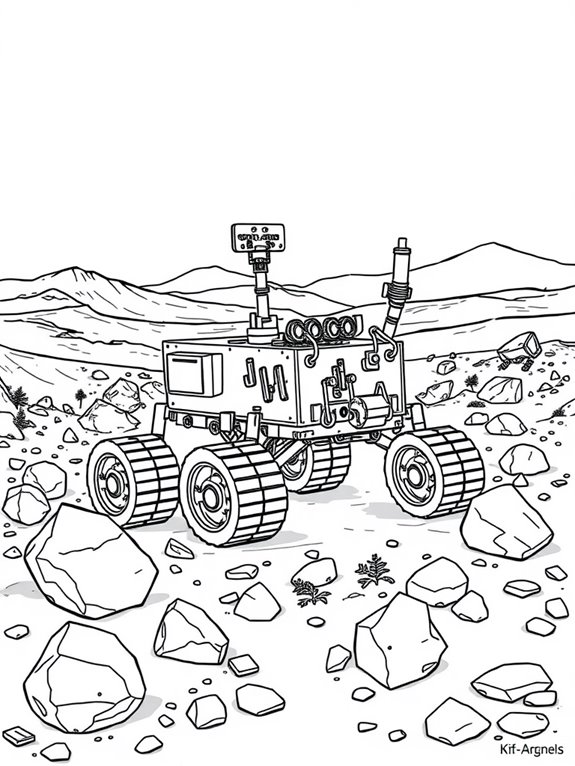 mars rover and rocks