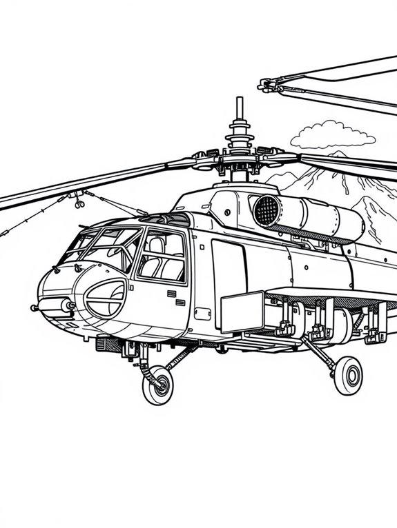 military helicopter coloring page