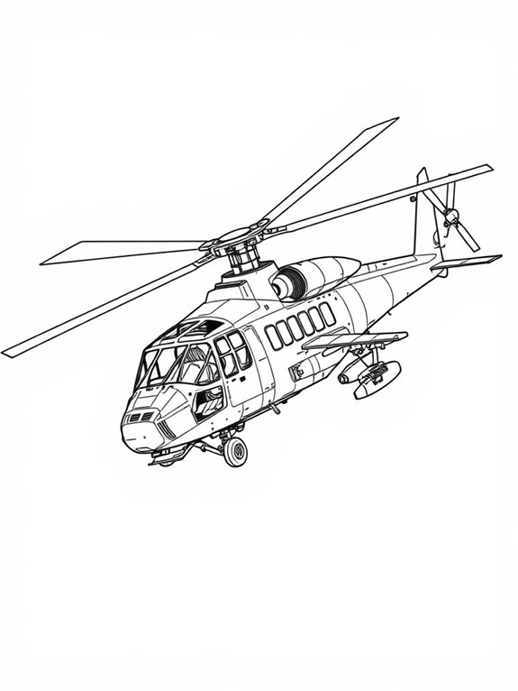 military helicopter coloring page