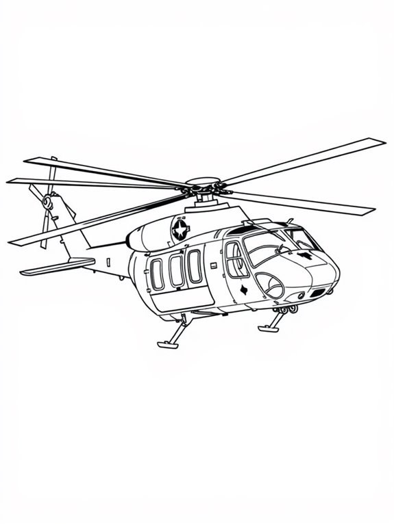 military helicopter coloring page