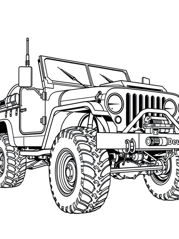 military jeep coloring page