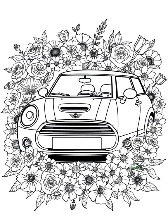 mini cooper floral design