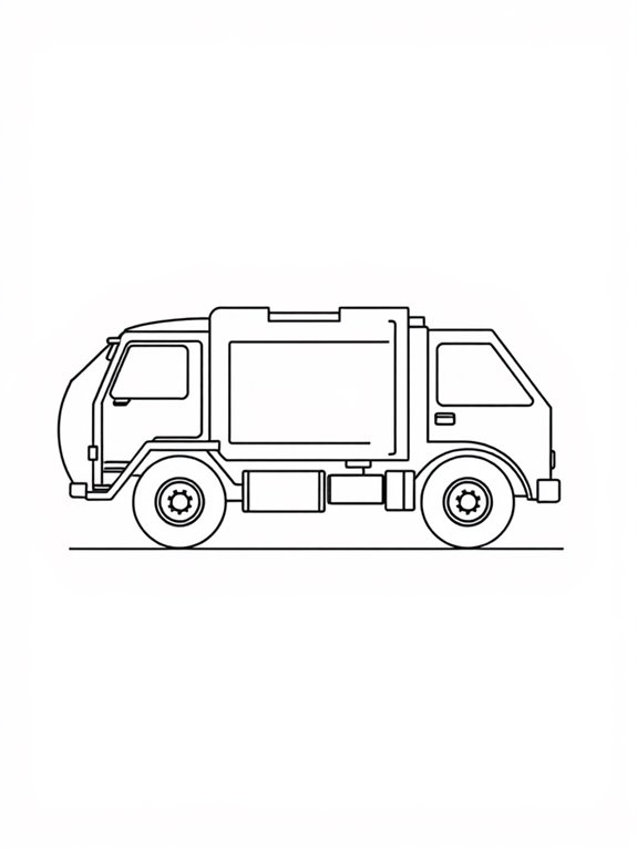 minimalist garbage truck illustration