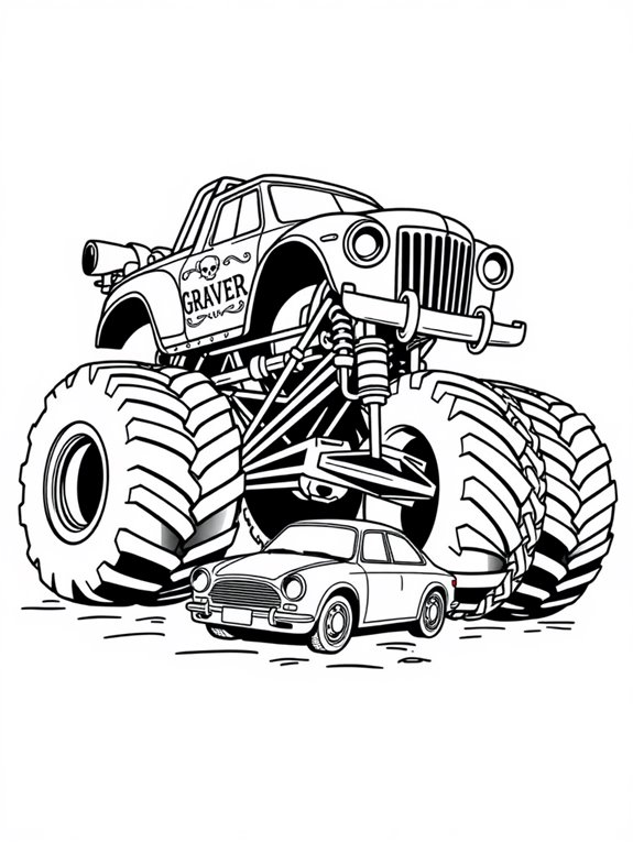 minimalist monster truck coloring
