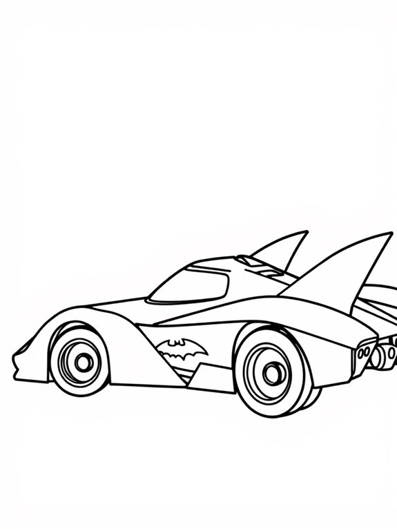 minimalistic batmobile coloring page